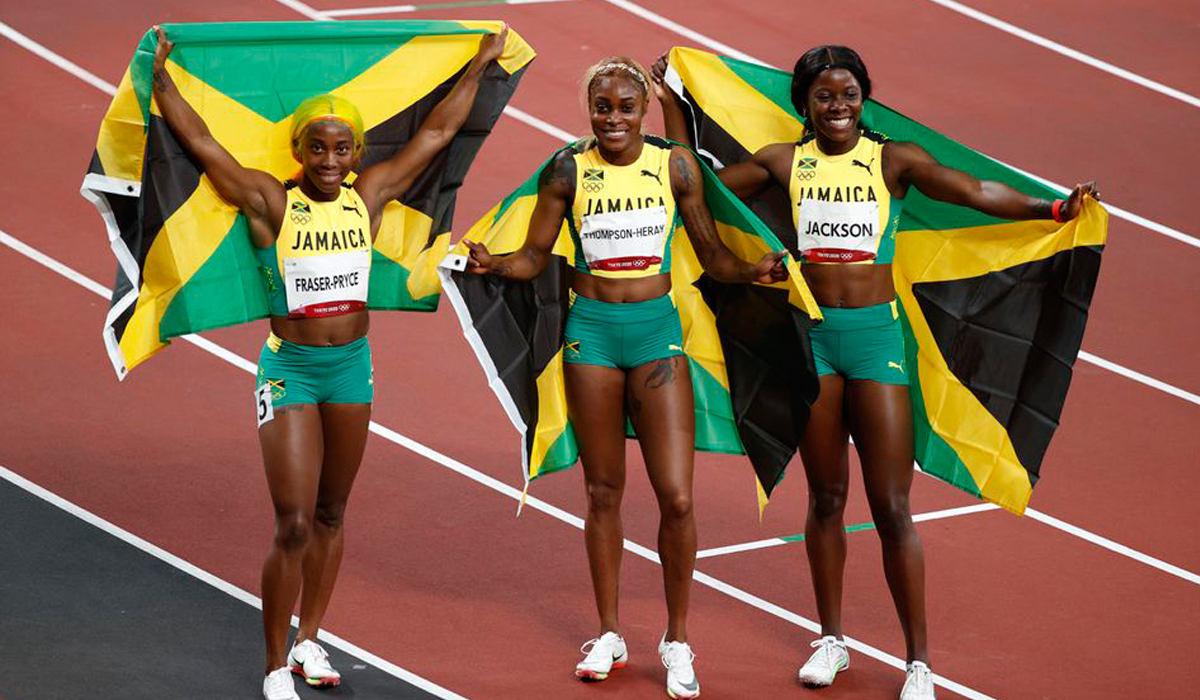 Athletics-Thompson-Herah leads Jamaica clean sweep of 100m medals